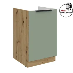Küchen Spülenschrank 50 Küche ARIA Aquamarin matt Anti Fingerprint Küchenzeile