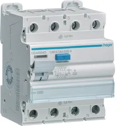 Hager CDA684D Fehlerstromschutzschalter 4 polig 10kA 100A 30mA Typ A
