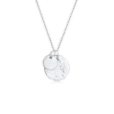 Kette mit Anhänger ELLI "Halskette Plättchen Münzen Organic Look 925 Silber" Gr. 45, silber, Halsketten, Damen, 45, ohne Stein, Silber 925 (Sterlingsilber)
