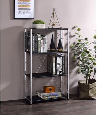 Contemporary Metal Frame Bookshelf with 3 Open Compartment