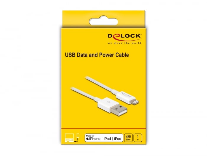 Delock USB Daten- und Ladekabel für iPhone™, iPad™, iPod™ weiß 1 m 83000