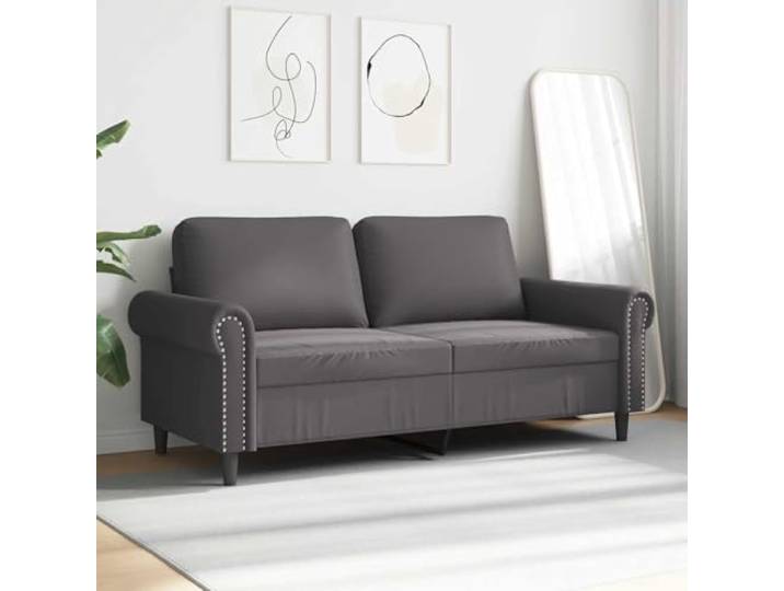KTHLBRH Sofa 2-Sitzer Grau 140 cm Kunstleder Gestell aus robustem Metall, Polsterung aus Schaumstoff, modernes Design, leicht zu reinigen