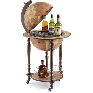 Zoffoli Globusbar Da Vinci Rust, Ø 40 cm, aus Buchenholz, mit Bodenplatte und Rollen