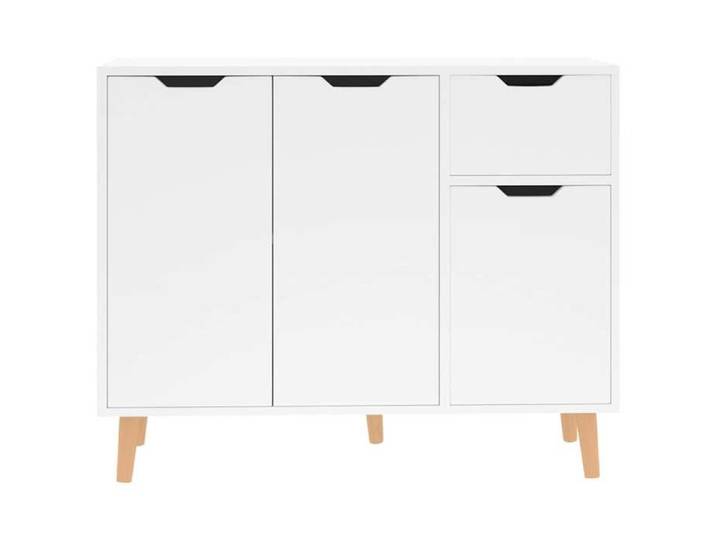 Buffet de rangement - Buffet - Blanc brillant - 90x30x72 cm - Bois d'ingénierie - Assemblage requis（9008）
