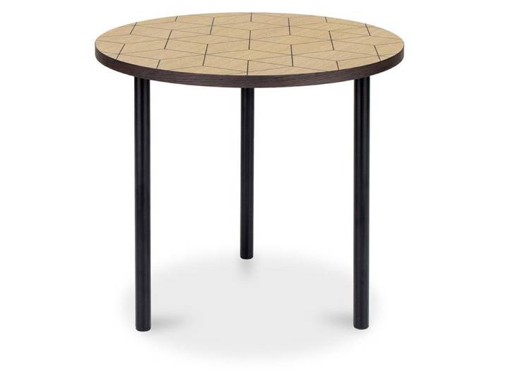 Desserte ronde en bois et métal Bois naturel