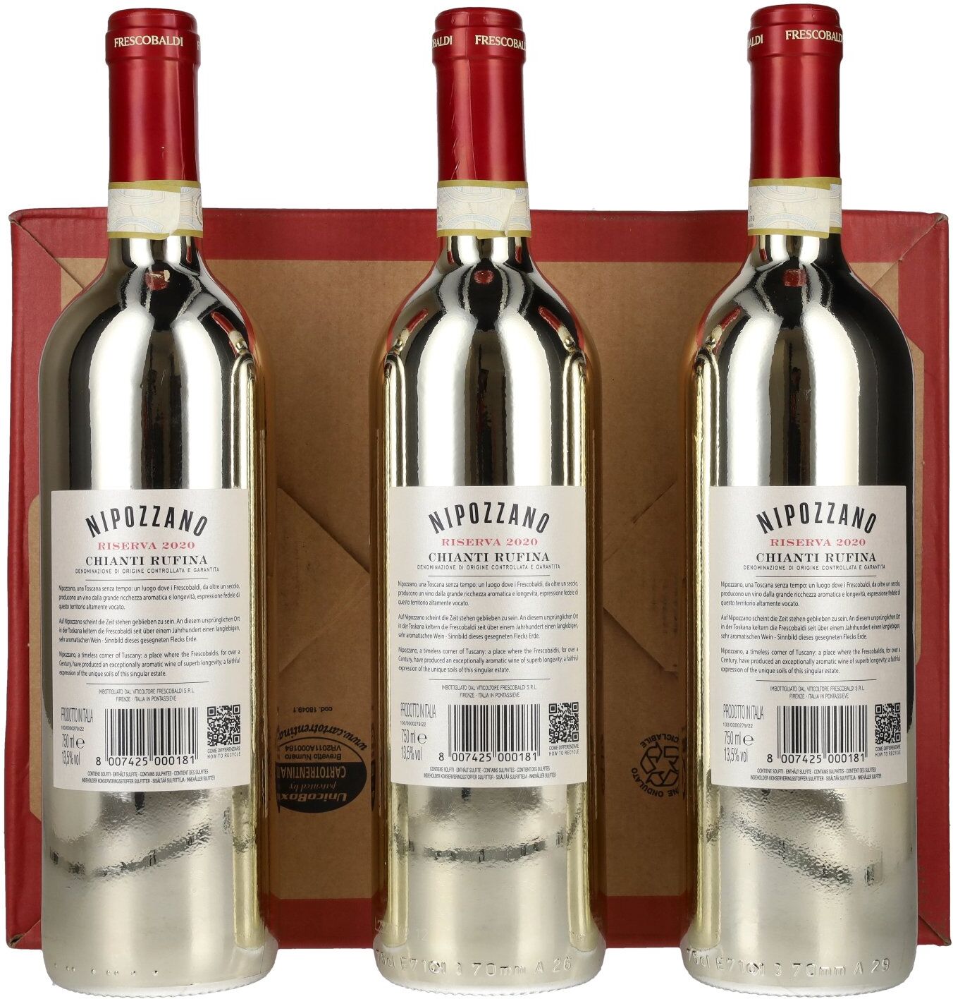 Frescobaldi NIPOZZANO Chianti Rúfina Riserva GOLD EDITION DOCG 2020 13,5% Vol. 3x0,75l in Geschenkbox