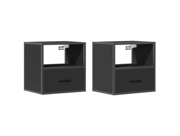 KUTYWEXFM Wand-Nachttische 2er Set Schwarz 40x31x39,5 cm mit Schublade Platzsparende Hängeschränke fürs Schlafzimmer mit Fach und Schublade sorgen für Ordnung an der Wand.