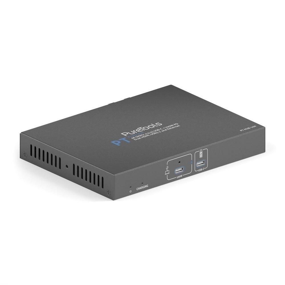 PureTools - ProAV USB-C Alt-Mode Docking Station - 4K (60Hz 4:4:4) USB-C + 100W PD Dual 4K HDMI Ausgang, USB 3.2 und Ethernet PT-HUB-100