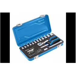MGA, Steckschlüssel + Stecknuss, Högert Technik - Werkzeugset I Steckschlüsselsatz Ratschenkasten Werkzeugkoffer Werkzeugsatz Wer (1/4")