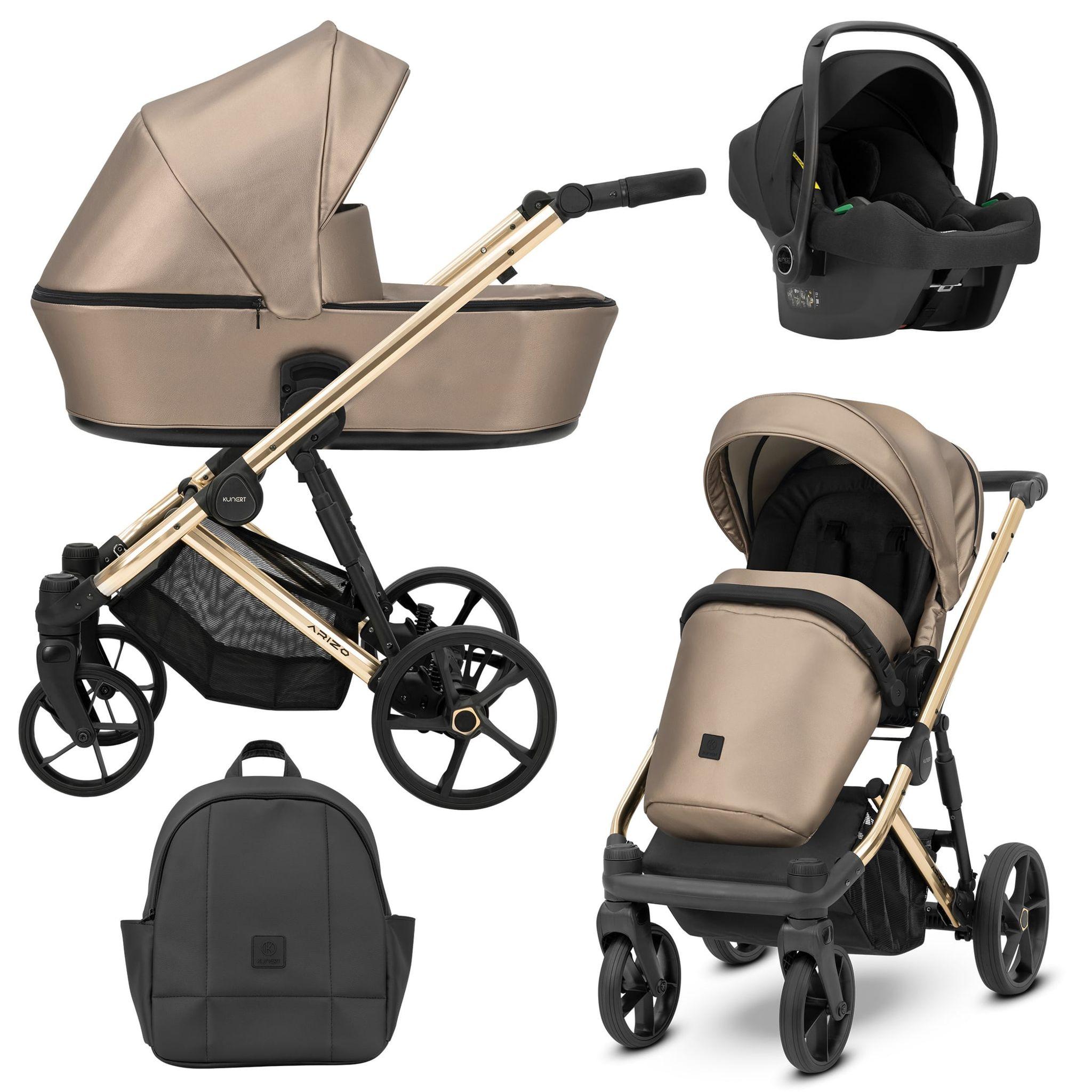 Kinderwagen Kunert Arizo Premium 3in1 - goldene Rahmenfarbe - Farbe: Cappuccino Eco