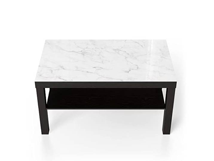DEQORI Glastisch schwarz groß 90x50 cm Motiv Marmorplatte im Detail ausgefallener Beistelltisch aus Glas Hochglanz Couchtisch fürs Wohnzimmer moderner Couch Tisch mit Design
