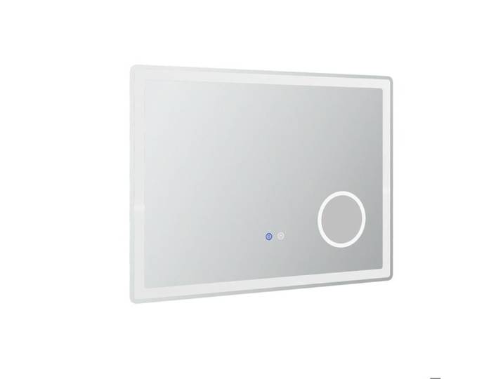 Miroir de salle de bain LED 80x60 cm avec loupe x3 antibuée commande tactile et 3 couleurs de lumière