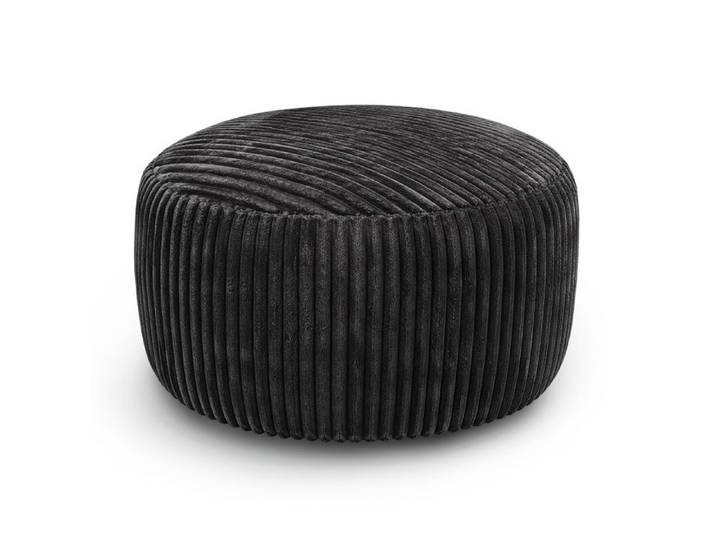 Fauteuil pouf rond noir en velours côtelé avec mousse à mémoire de forme