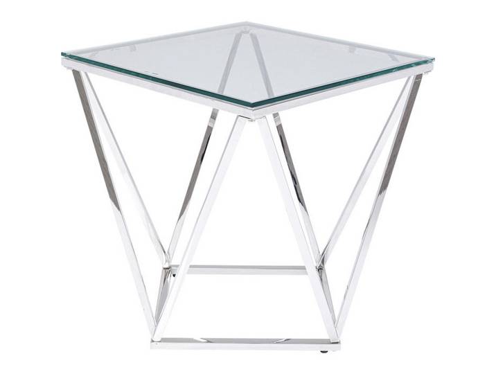 Kare-Design Beistelltisch, Edelstahlfarben, Metall, Glas, quadratisch, 50x55x50 cm, Wohnzimmer, Wohnzimmertische, Beistelltische, Beistelltische Metall