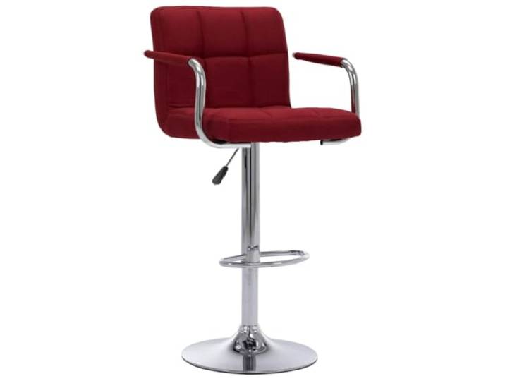 GHVBNMF Barhocker Weinrot Stoff Höhenverstellbar Drehbar für Küche Ergonomischer Thresenstuhl in Weinrot mit verchromtem Stahlgestell und Fußstütze, ideal für Küche und Hausbar.