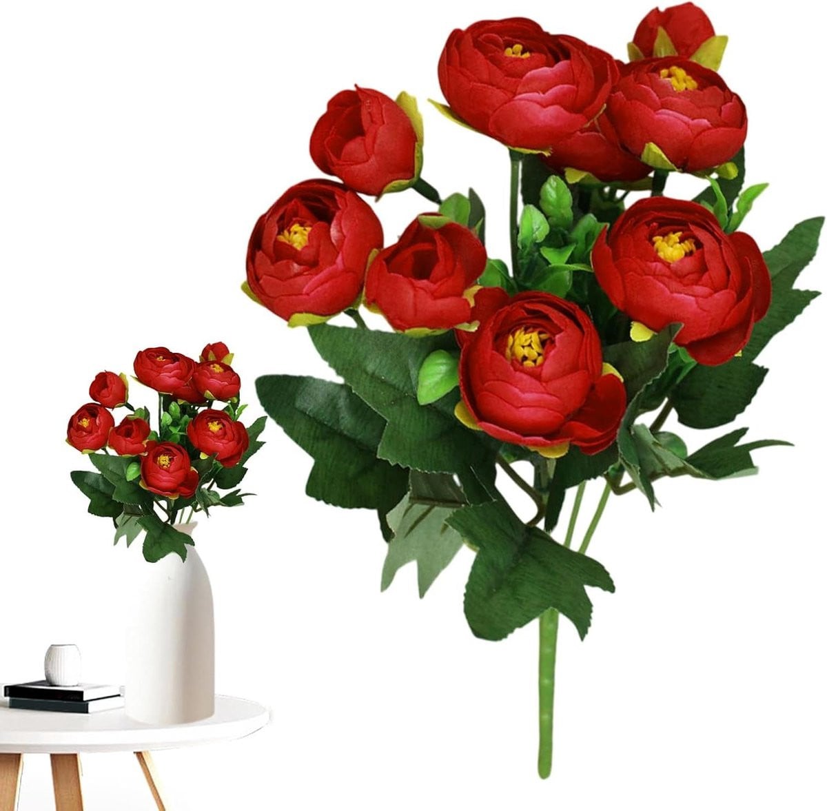 Rode Camellia Zijdebloemen - Realistische Kunstbloemen voor Woonkamer Decoratie - Hoogte: 28 cm