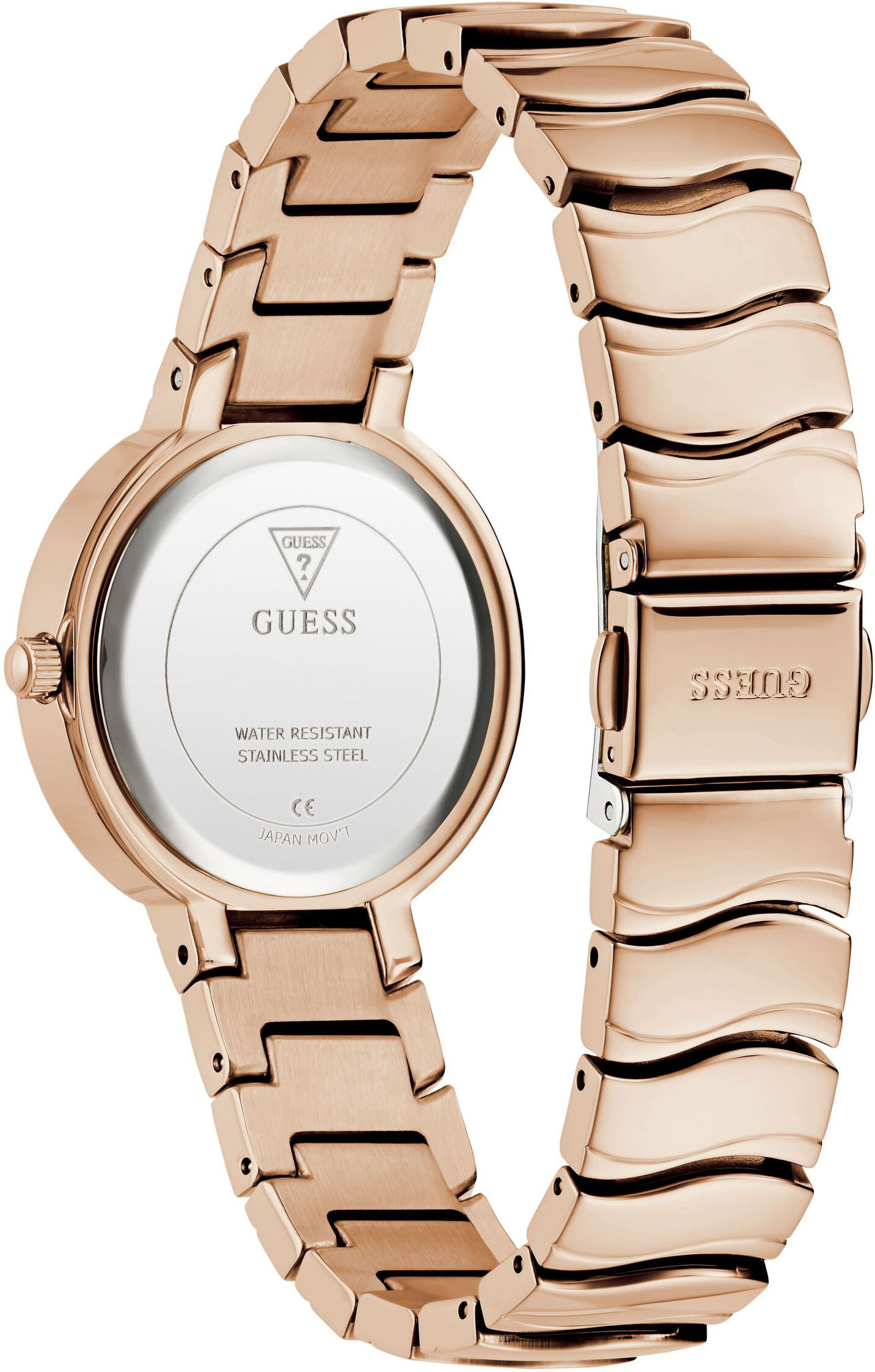 Quarzuhr GUESS "LAGUNA", rosa (roségoldfarben), Armbanduhren, Damen, Quarzuhr, Armbanduhr, Damenuhr, Edelstahlarmband