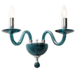 Cristelle-Wandleuchte aus blaugrünem Glas, E14-IP20-Anschluss, klassisches Design mit optischen Kristalldetails – Rossini Illuminazione