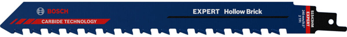 Bosch EXPERT Hollow Brick S 1543 HM Säbelsägeblatt 1 Stück für Säbelsägen   für Hohlziegel oder Gipskartonplatten   mit Länge von 240 mm und Zähnezahl von 12,7   2608900414)