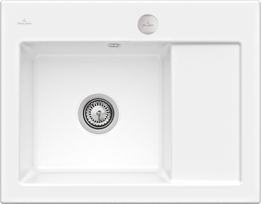 Villeroy und Boch Villeroy & Boch Subway 45 Compact Einbauspüle 331202KG links, mit Ablaufgarnitur und Exzenterbetätigung, 650 x 510 mm, Snow White