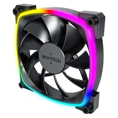 Montech Lot de 3 Ventilateurs de boitier AX120 RGB - 12cm (Noir) (120 mm, 3x) (AX120 3 IN 1 PACK (B))