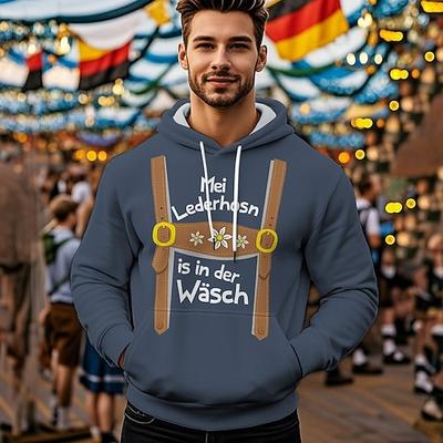 Kapuzensweatshirt Druck Lässig Bayerisch Bischofsärmel Fronttasche Grafik für Herren Erwachsene Heißprägen für Karneval Oktoberfestbier Urlaub Party