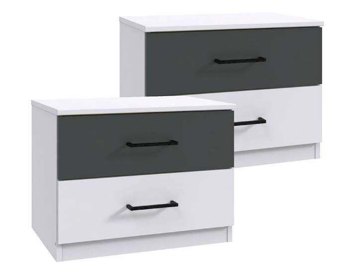 Wimex Nachtschrank Kreta (Kreta, 2-St., 2er Nachttisch-Set) 52x38x40cm weiß graphit
