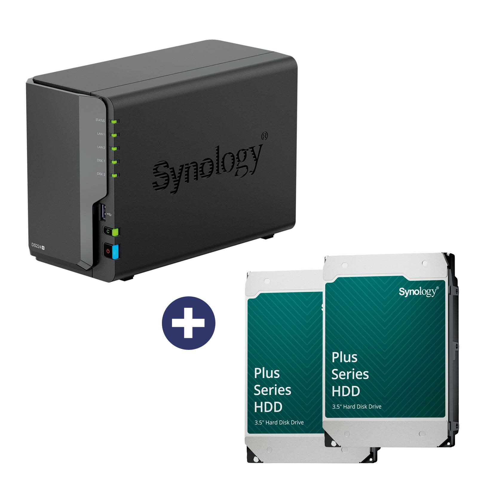 Synology DiskStation DS224+ 2 Einschübe NAS-Server Leergehäuse (DS224+) + 32TB (2x16TB) Synology Plus 3.5" SATA 6Gb/s Festplatten DS224+_HAT3310-16T