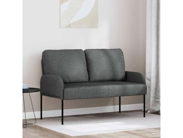 ZQQLVOO Sofa Mit Kissen 110cm Dunkelgrau Sperrholzrahmen Polyesterbezug, Bullnose-Kissen, Metallunterstuetzung, Wohnzimmer, Modernes Design