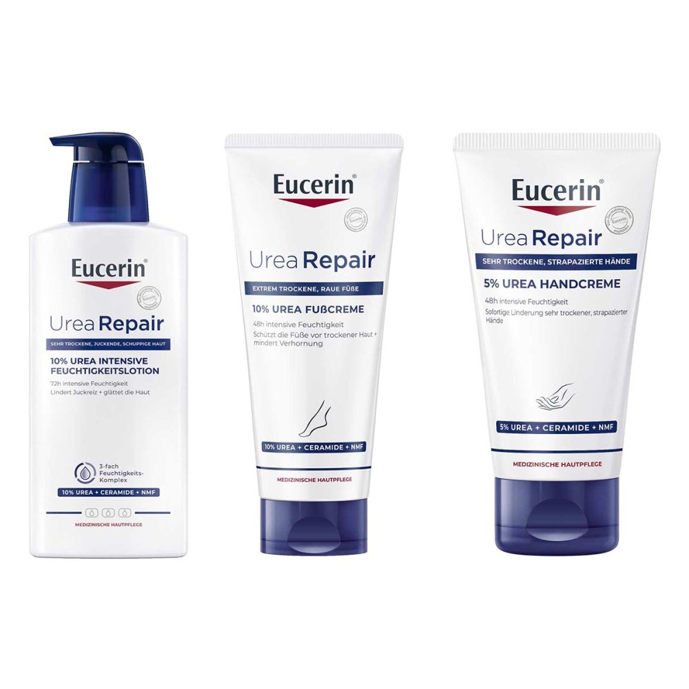 Eucerin® Feuchtigkeitslotion + Urea Fußcreme + Urea Handcreme 08108418