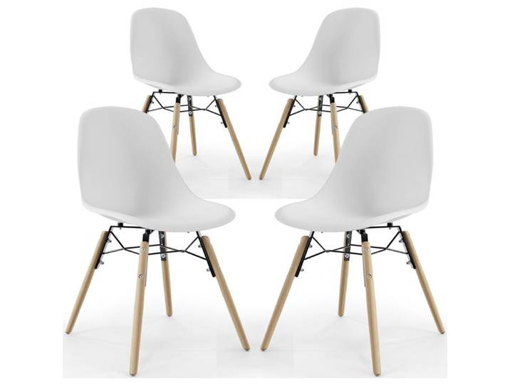 Chaise de Salle à Manger - Design Scandinave - Pieds en Bois - Lot de 4 - Lumi Blanc