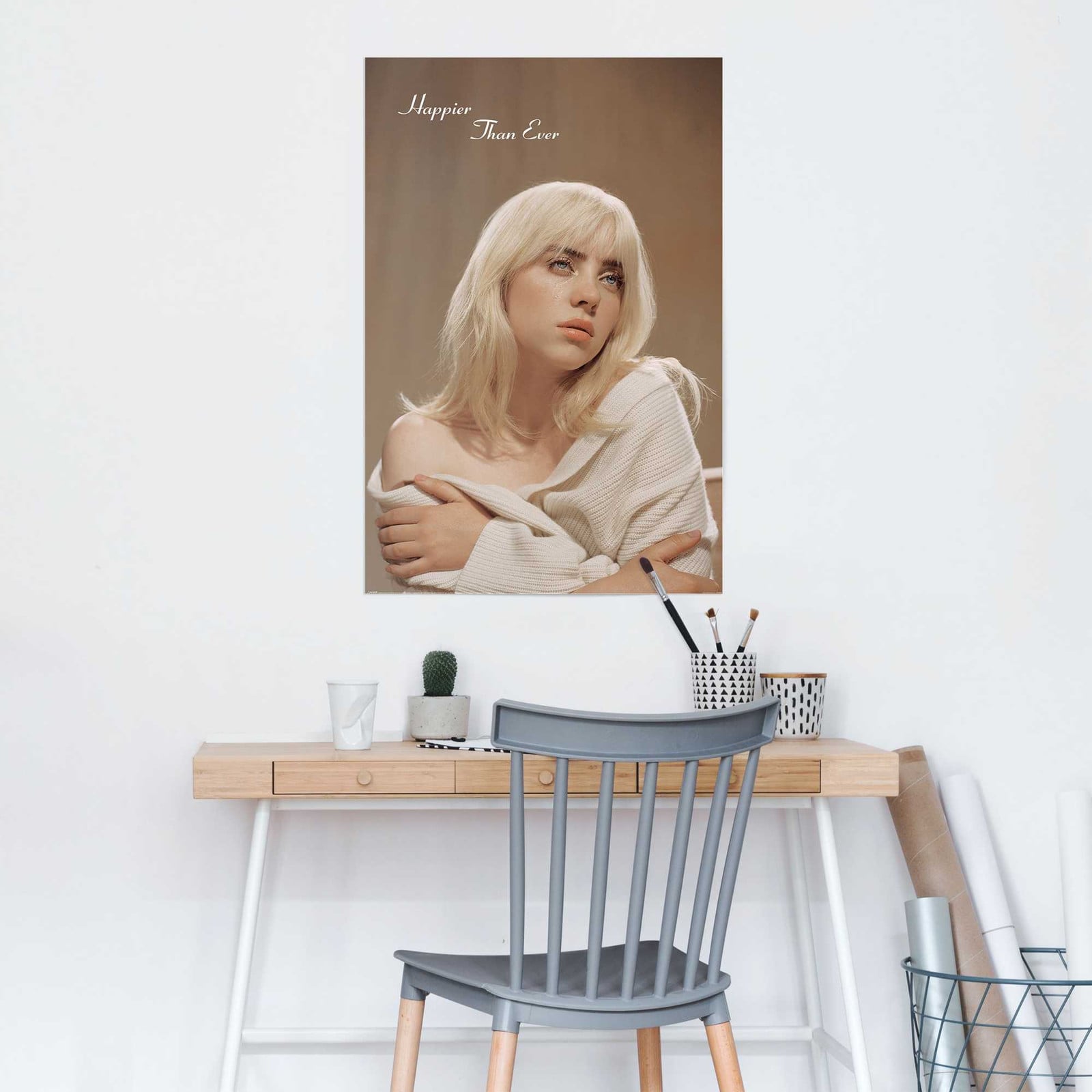 home24 Billie Eilish Poster Beige Papier Breedte: 61 cm, Hoogte: 92 cm