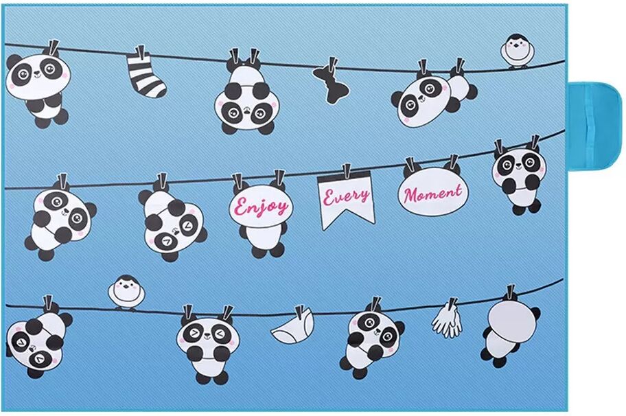 INF Blaue Panda Picknickdecke mit Farbverlauf – 200x150cm, wasserdicht & tragbar
