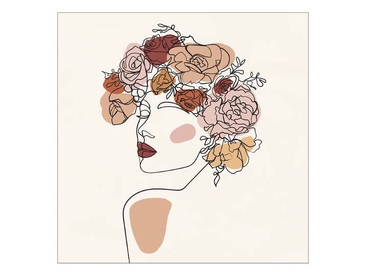 Tableau verre Flowers On The Head Matériau : Verre Motif : Abstrait Motif : Fleurs, Personnes & personnages Type de verre : Verre clair