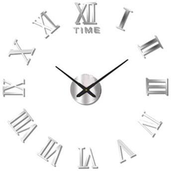 Uplifted Goods Contemporary 3D Oversized DIY Mirror Wall Clock 033 Silver 1.31 1.64 Ft 2d