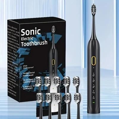 Uplift Picks CleanSmile Electric Toothbrush Rotary Rechargeable With 10 Brush Heads green