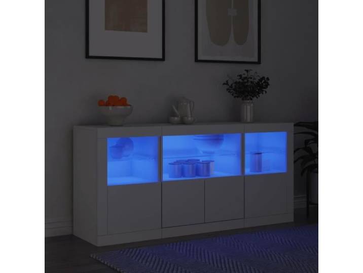 Buffet - SALUTUYA - BD1281 - Blanc - Bois d'ingénierie - Lumières LED RVB