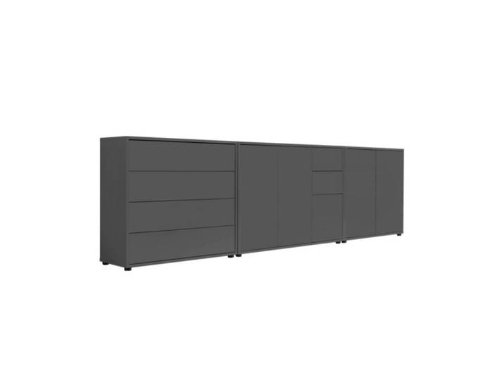 Mid.you Sideboard, Anthrazit, 4 Fächer, 6 Schublade(n) Schubladen, 263.5x73x33 cm, Made in Germany, erweiterbar, stehend, in verschiedenen Größen erhältlich, Wohnzimmer, Kommoden & Sideboards, Sideboards