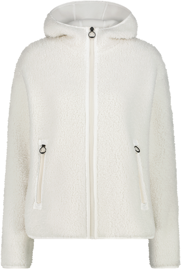 Kapuzenplüschjacke CMP, Damen, Gr. 46, weiß (b.co gesso), Obermaterial: 100% Polyester, normal, Jacken Kapuzenplüschjacke, mit Reißverschluss, leicht, atmungsaktiv, normale Länge