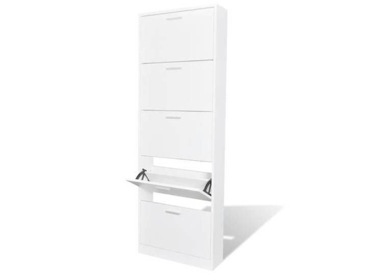 VX - Meuble à chaussures en bois avec 5 compartiments Blanc