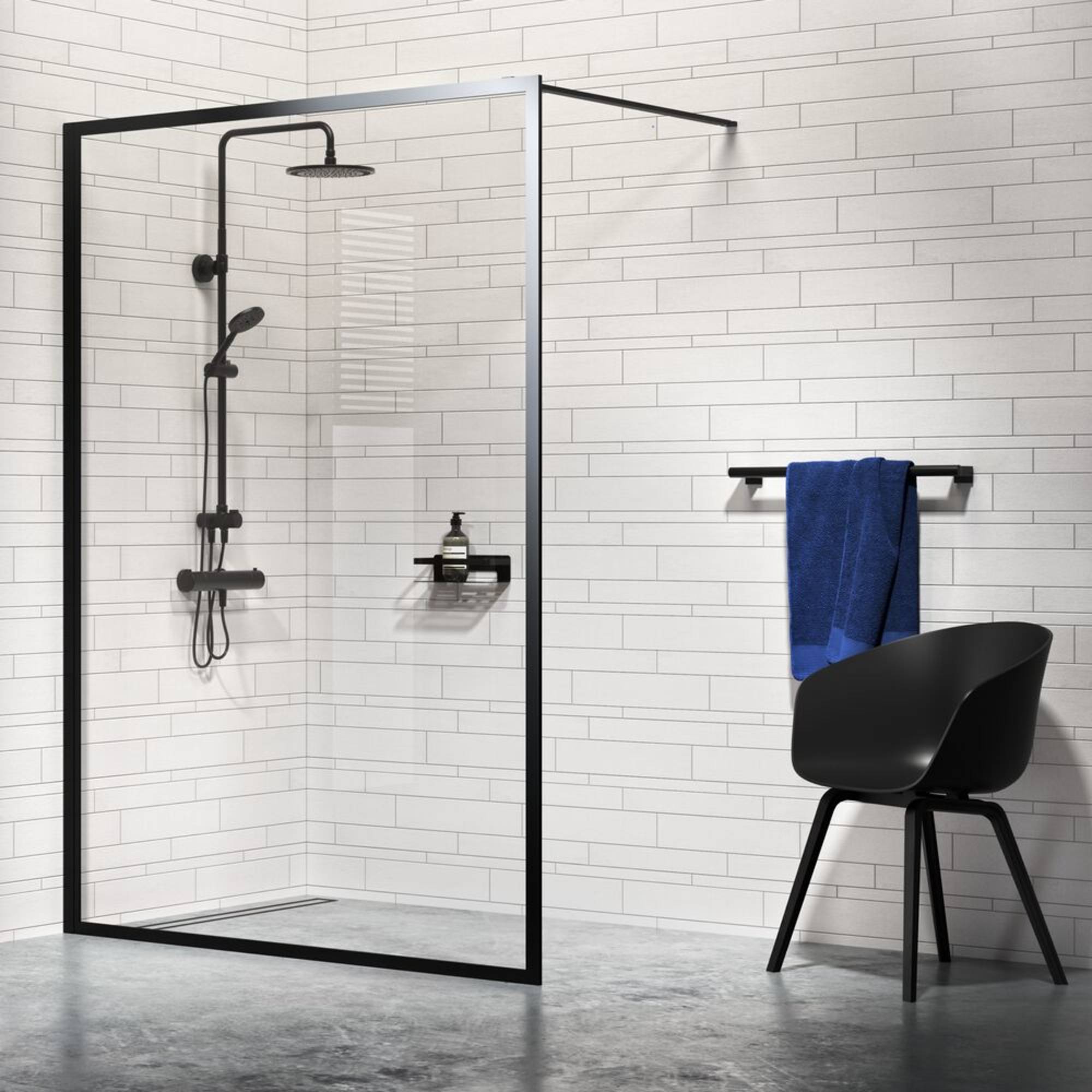 Sealskin Contour Walk-in-Dusche inkl. Antikalk 120x200cm Mattschwarz