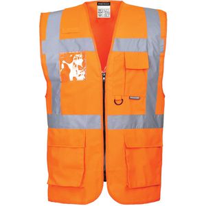 Portwest Warnweste Berlin Exekutiv S476, orange, Erwachsenenweste, DIN EN 20471, Gr. XXL