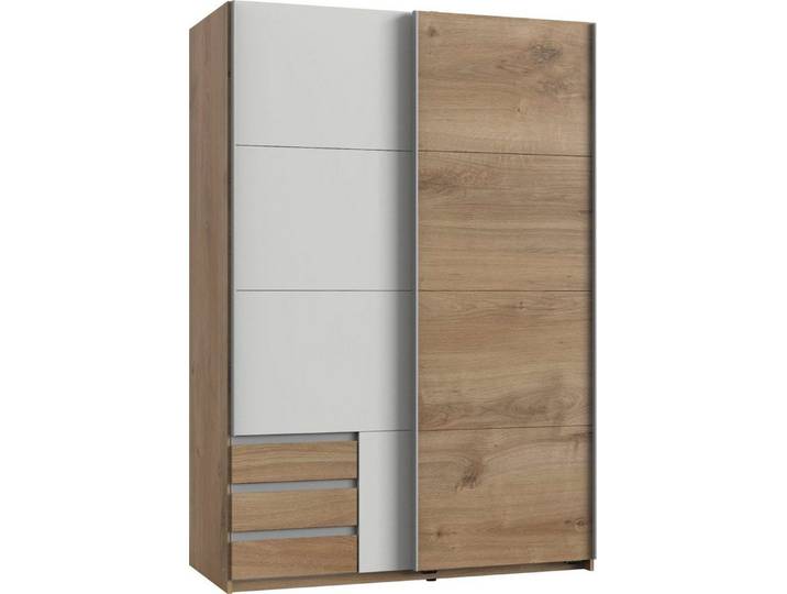 Wimex Schwebetürenschrank Emden (Emden, 1-St., Schwebetürenschrank) 135x64x198cm Plankeneiche weiß