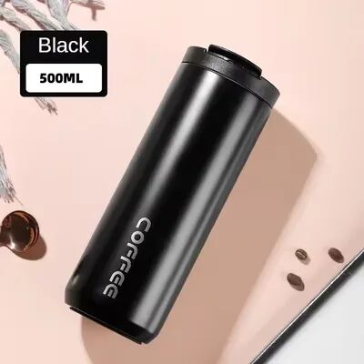 Uplifted Trends Insulated Coffee Mug Stainless Steel Travel Flask Leakproof Thermo Bottle For Hot & Cold Beverages black