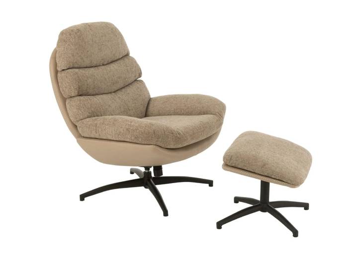Fauteuil relax pivotant avec repose pieds taupe