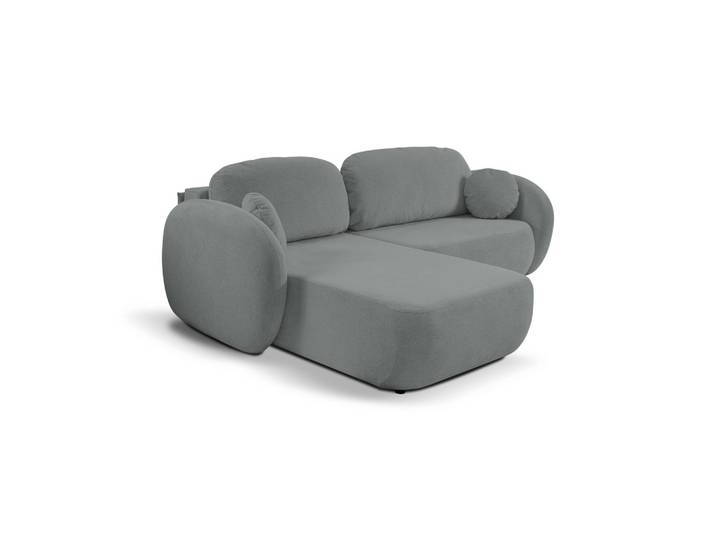 ECKSOFA AMICO L-S Grau Geflochtener Stoff mit Schlaffunktion