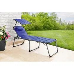 SOLAX-SUNSHINE Komfort-Sonnenliege inkl. Kissen gepolstert aus Aluminium, ca. 193 x 67 x 32 cm - Blau