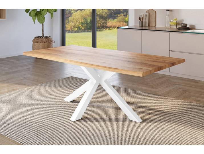 SAM® Esstisch Juliane, Holz Wildeiche-Optik, verschiedene Metallgestelle, Baumkante