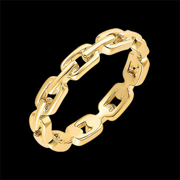 Edenly Ring Auge des Orients - Zarte kubanische Kettenglieder - 9 Karat Gelbgol