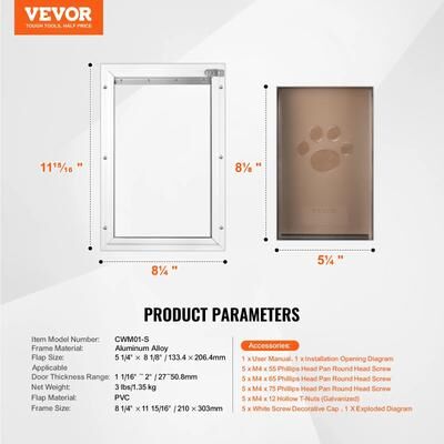 Uplift Treasures Weatherproof Aluminum Pet Door With Locking Flap s